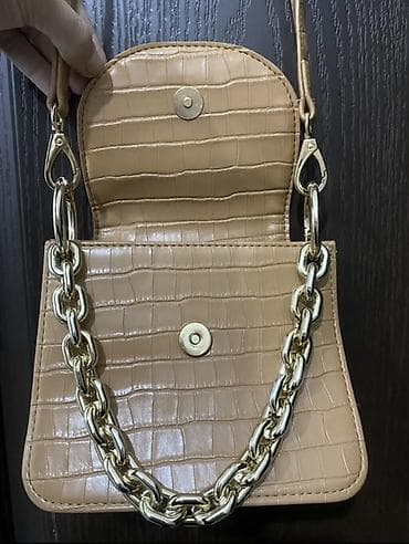 Сумки для инструментов: Bej rəngli qadın çantası – kroko fakturalı - Material: kroko — 3