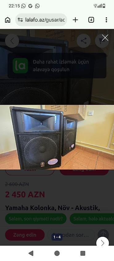 İşlənmiş Yamaha Kolonka, Növ - Akustik, rəng - Qara