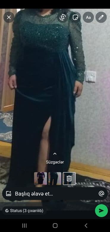 женское платье трансформер: Qadınlar üçün zərif gecə/libas - Rəng: tünd yaşıl (smaragd tonları) - — 3