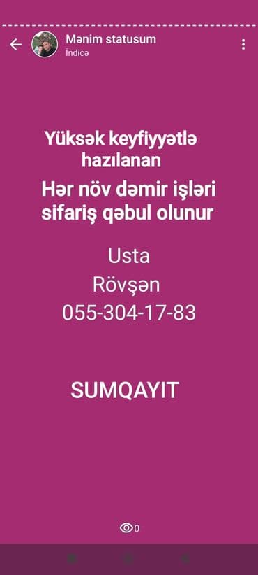 10 10 profil: Hər növ dəmir, darvaza, raşotka, prilla, manqal və,s işləri. yüksək — 20