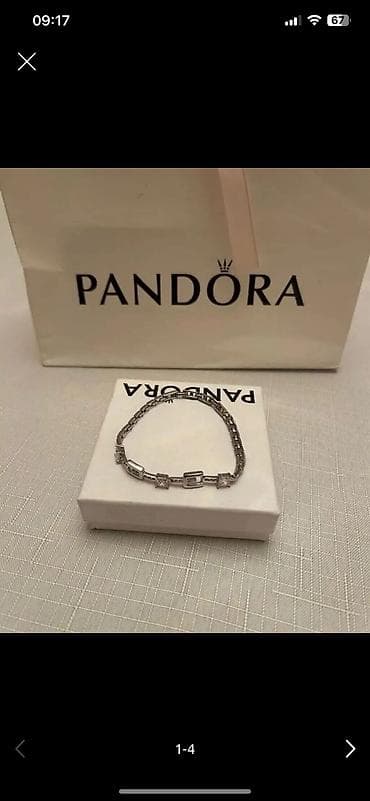 Бижутерия: Pandora bərk qolbaq – gümüş rəngdə, klassik sfera-klips qapaqlı model — 3