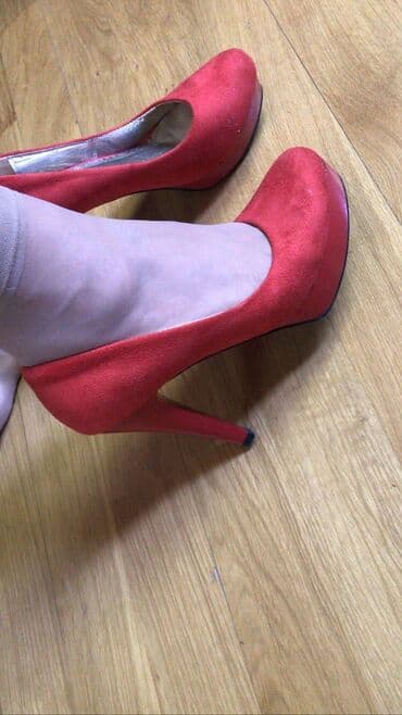 зеленые туфли: Туфли, Размер: 37, цвет - Красный, Б/у — 3