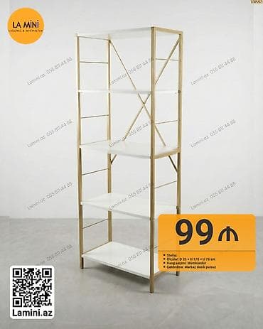 Stellaj – La Mini - Material: Metal karkas (qızılı rəng), möhkəm ağ