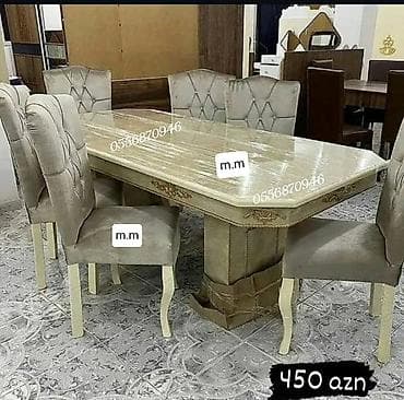 Qonaq otağı üçün, Yeni, Açılmayan, Dördbucaq masa, 6 stul — 5