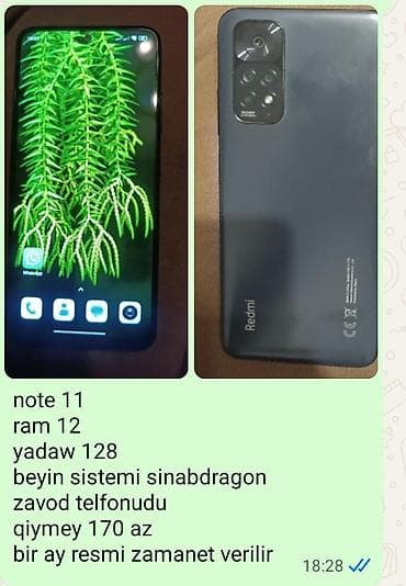 Redmi Note 11, 128 GB, rəng - Boz, Zəmanət