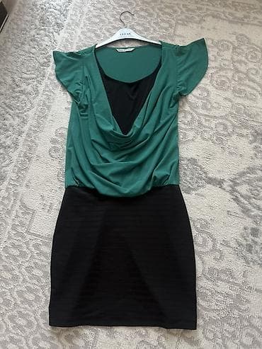 pull and bear: Qadın geyimi – iki rəngli paltar - Üst hissə: zümrüd-yaşıl rəngdə — 1