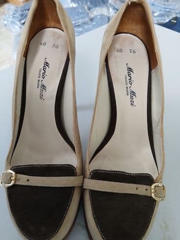 замшевые туфли на платформе: Туфли, Размер: 38, цвет - Бежевый, Б/у — 6