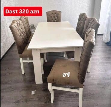 stul ucuz: Qonaq otağı üçün, Açılmayan, Dördbucaq masa, 6 stul — 1