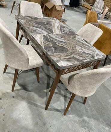 Masa və oturacaq dəstləri: Qonaq otağı üçün, Yeni, Açılan, Dördbucaq masa, 4 stul — 1