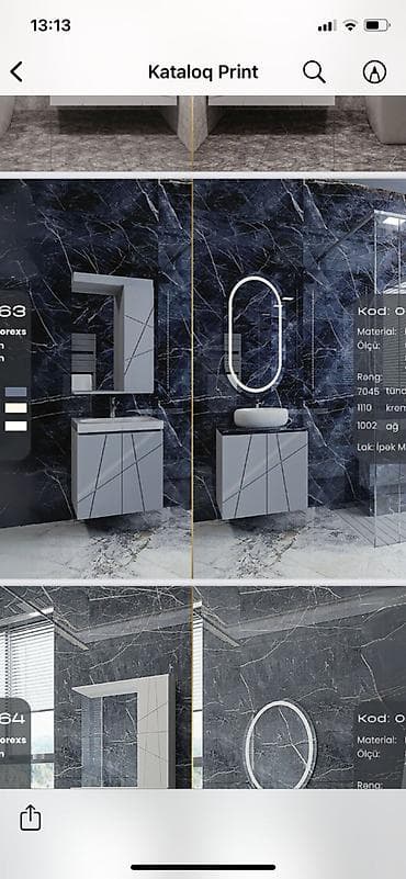 Məhsul: Hamam üçün asma tualet dolabı və LED güzgü dəsti (kataloqdan)