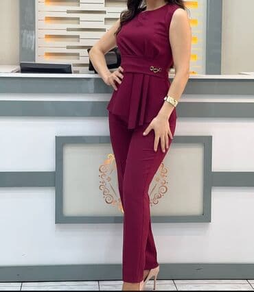 гипюровые женские костюмы: Qadın kostyum dəsti – şərab rəngi (bordo) - İkili dəst: qolçinli — 1