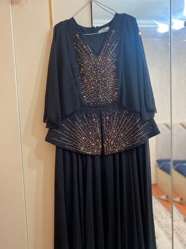 вечернее платье шифоновый: Zərif gecə/libas - Rəng: Qara - Model: Uzun, axıcı ətəkli, üst — 1