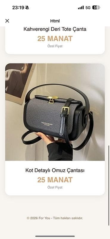 Сумки: Məhsul: For You – xüsusi çanta kolleksiyası 1) Vintage Qızılı — 3