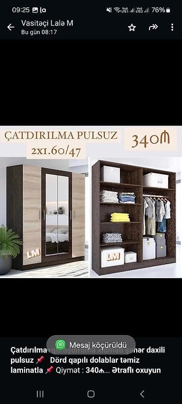 Мебель на заказ: *Çatdırılma+quraşdırılma xidməti şəhər daxili pulsuz* 📌 *Dörd qapılı — 1
