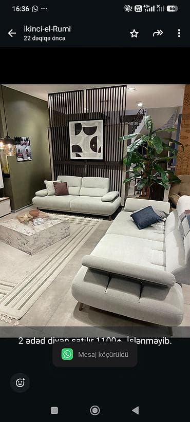 бу диван: 2 ədəd divan satılır 1100₼. İşlənməyib. Ünvan Saray &Rumi — 1