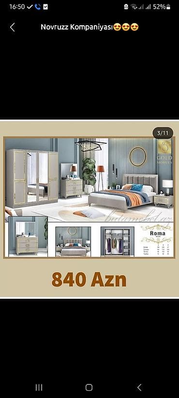 İkinəfərlik çarpayı, Komod, Dolab, 2 tumba, Türkiyə, Yeni