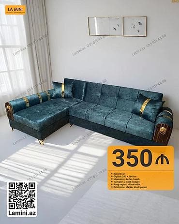 Künc Divan – La Mini - Ölçülər: 260 × 160 sm - Mexanizm: açılan