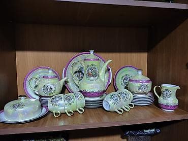 cay: Çay dəsti, rəng - Sarı, Farfor, 6 nəfərlik, Çexiya — 1