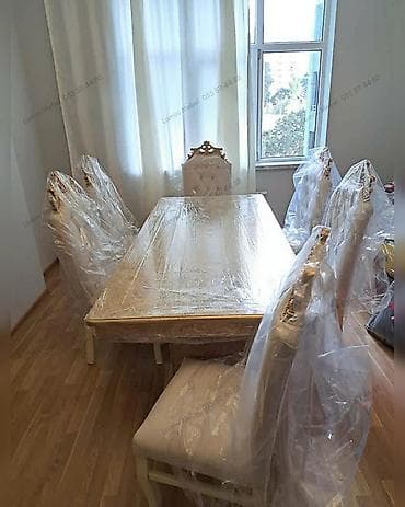 balkon stul: Masa Dəsti Klassik üslubda, oymalı detallarla işlənmiş geniş yemək — 1