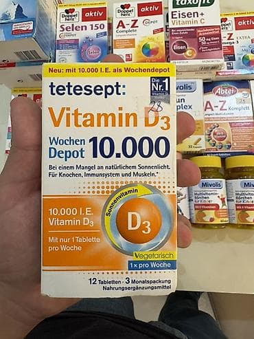 magnesium tablet: Tetesept Vitamin D3 Wochen Depot 10.000 – həftəlik yüksək dozalı D3 — 1