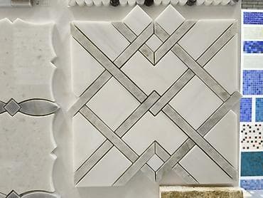 can eti: Mərmər mozaik plitə – dekorativ naxışlı panel - Material: təbii ağ — 1