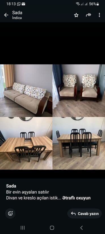 divan köşesi: *Sada* Bir evin əşyaları satılır Divan ve kreslo açılan istikbal mebel — 1