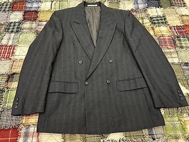 pencəy: İkiqat düyməli kişi pencəyi - Rəng: tünd kömür-boz - Naxış: incə — 3