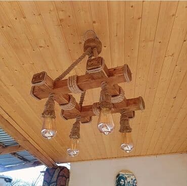 Çılçıraq, 4 lampa, Taxta