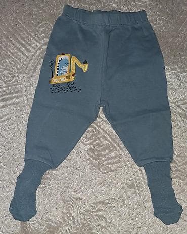 Джинсы и брюки: Uşaq şalvarı – ayaqlı model - Rəng: boz-mavi - Üstündə “COOL DINO” — 1