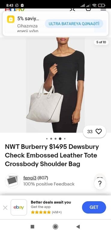 louis vuitton canta: Çanta, Burberry.Təmiz quzu dərisi,yeni original çanta — 7