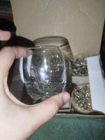 dibcek qablari: Stəkanlar, rəng - Gümüşü, Şüşə, 6 ədədli dəst, 200 ml, Türkiyə — 2