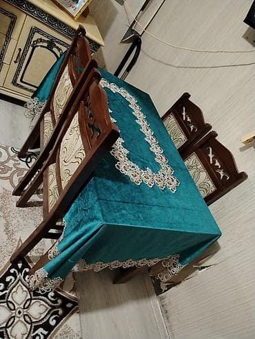 sultan tekstil: Zərif masa örtüyü dəsti - Rəng: zümrüd-yaşıl - Material: yumşaq — 1