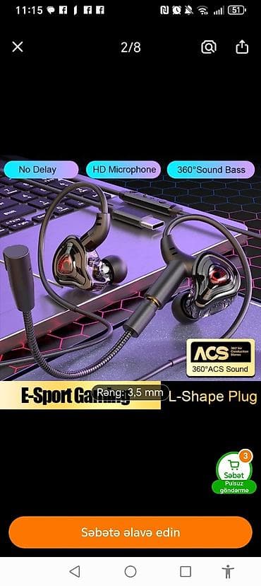 sert disk: Oyun və kommunikasiya üçün naqilli qulaqlıq-mikrofon dəsti - HD — 3