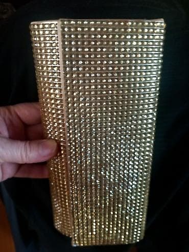 qizil satilir: Qızılı rəngli daşlı gecə çantası (clutch) - Parlaq qızılı rəngdə — 2
