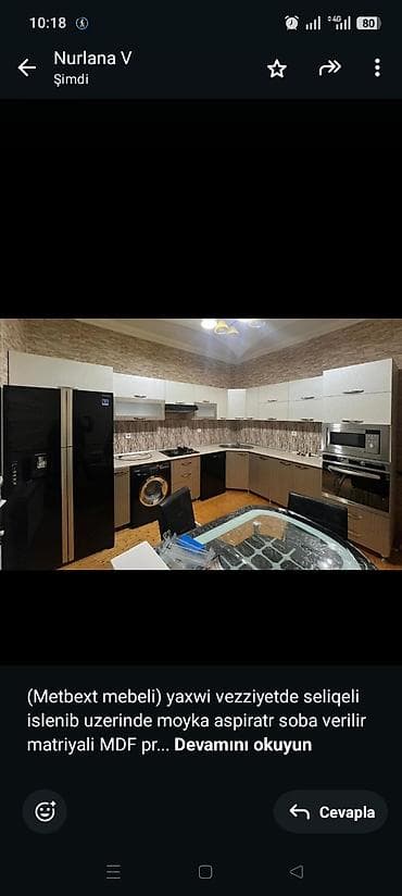 (Metbext mebeli) yaxwi vezziyetde seliqeli islenib uzerinde moyka