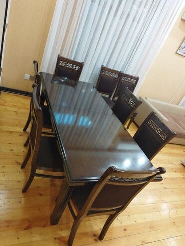 masa ustu komputerlerin qiymeti: Qonaq otağı üçün, Açılmayan, Dördbucaq masa, 8 stul — 3