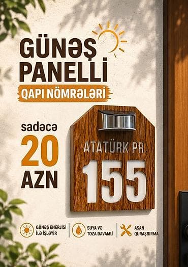 nerjaveyka su cəni: Günəş panelli qapı nömrəsi - Günəş enerjisi ilə işləyən işıqlandırma — 1
