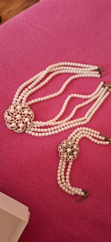 xari bulbul yaxa sancagi: Mirvari -inci bəzək dəsti – boyunbağı və bilərzik - Klassik üslubda 2 — 1