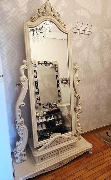 Güzgü Döşəmə üstü, Düzbucaqlı, Dekorativ, Naxışlı