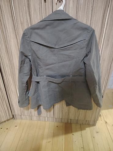 plas: Qadın trench-kot - Rəng: zeytun-yaşıl/boz ton - Stil: qısa trench — 2