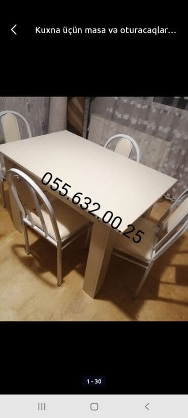 ofis stullari: Mətbəx üçün, Yeni, Açılmayan, Kvadrat masa, 4 stul — 3