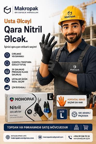 srunv auto tools: 🛠️ Usta Əlcəyi — Qara Nitril Əlcək İşinizdə güclü tutuş, davamlılıq — 1