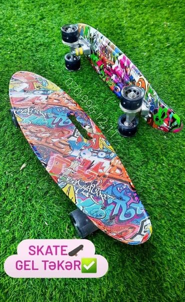 детские самокаты с родительской ручкой: Skate Pennyboard Skateboard Skeytbord, Kaykay, Skeyt və — 1