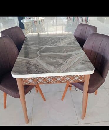 Mətbəx üçün, Yeni, Açılan, Dördbucaq masa, 4 stul