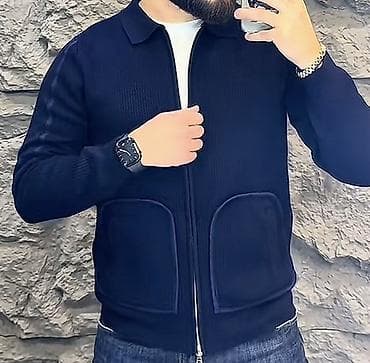 Kişi kardiqanı – qara/navy rəngdə, zəncirbəndli model - Material