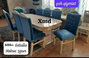 gilan parçaları: Qonaq otağı üçün, Yeni, Açılmayan, Dördbucaq masa, 6 stul — 3