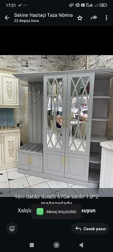 Yeni dəhliz dolabı 670₼ satılır 1.8*2 mağazadadır Xalqlar dostlugu