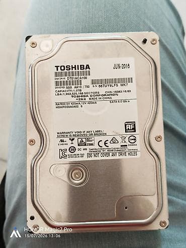hdd disk: Daxili Sərt disk (HDD) Toshiba, 1 TB, 7200 RPM, 3.5", İşlənmiş — 1