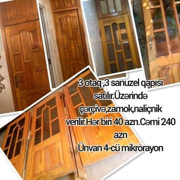 nalça: Taxta interyer qapıları dəsti - 6 ədəd qapı: 3 otaq qapısı + 3 — 1