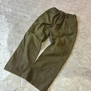 cırıq şalvarlar: Unisex geniş kəsimli şalvar – zeytun-yaşıl - Model: gündəlik/utility — 2
